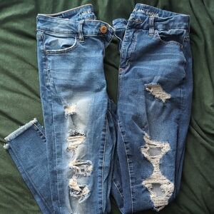 American Eagle Outfitters Blue Distressed Women Jeans